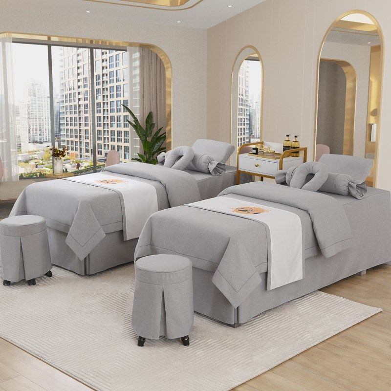 高档美容床罩四件套简约欧式美容院美体按摩理疗洗头床套纯色