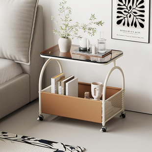 可移动床头柜小户型卧室奶油风轻奢高级感小型置物W柜子网红床边