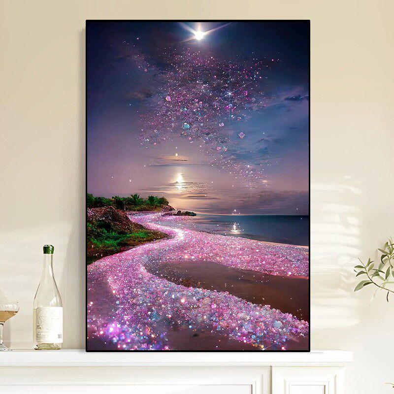 钻石画唯美星空沙滩风景手工贴钻十字绣满钻