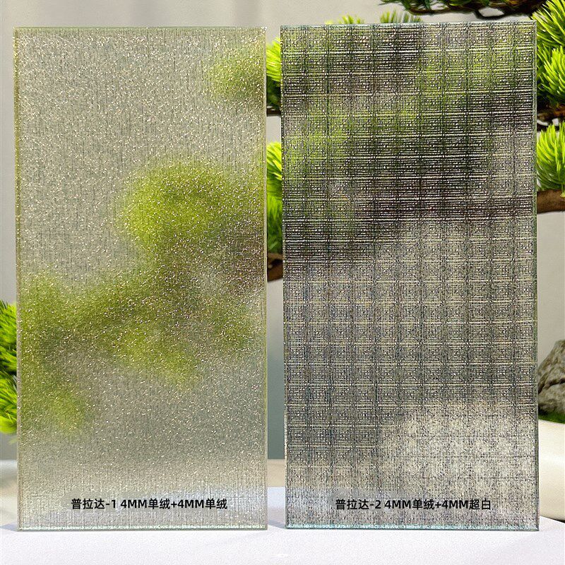工厂定双层夹胶夹丝钢化艺术玻璃移门屏风背景入户玄关护栏