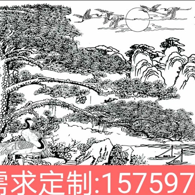 浮雕白描图灰度图设计 图方案石雕图案设计深化施工图加工作