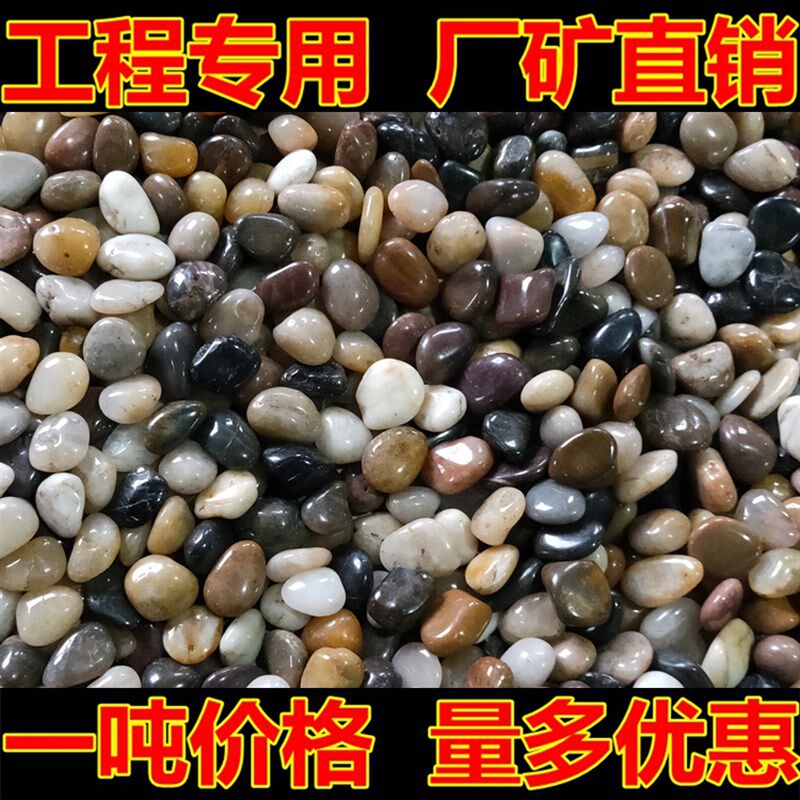 天然雨花石鹅卵石抛光铺地铺路石头园艺五彩色白黄红石按吨