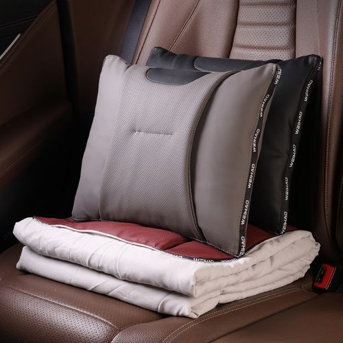 选汽配汽车腰靠套装高级感防寒保暖被子靠枕两用车内饰多功能绒毯