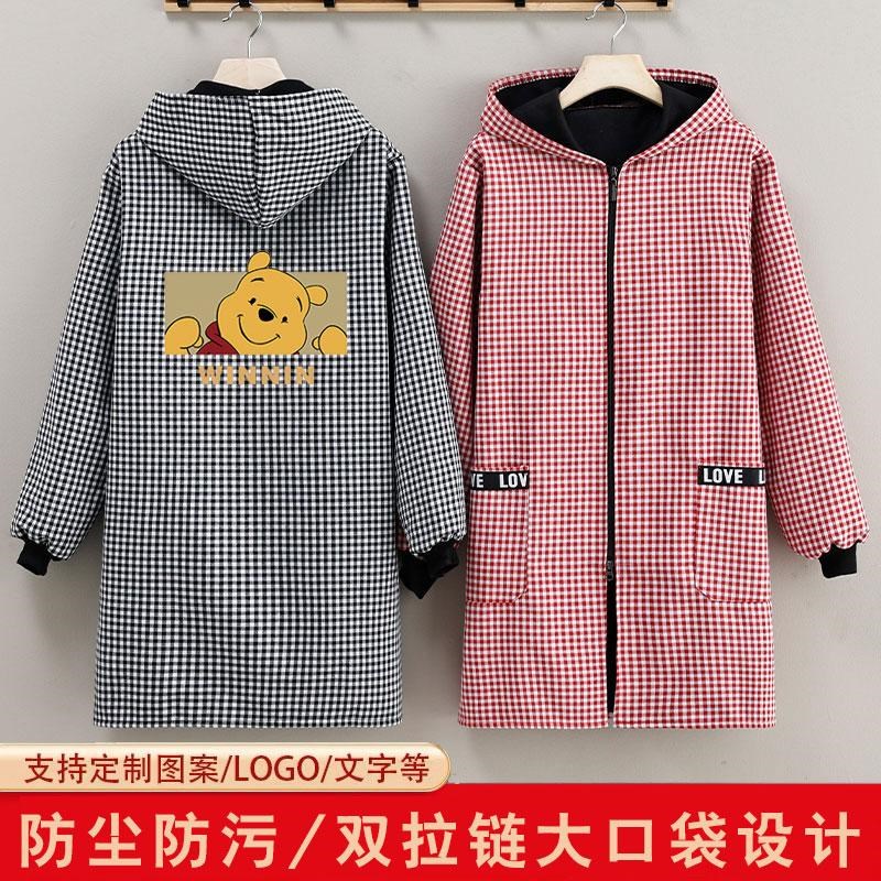 冬季加绒加厚男女围裙家用厨房做饭防油污防尘耐脏工作服全包罩衣