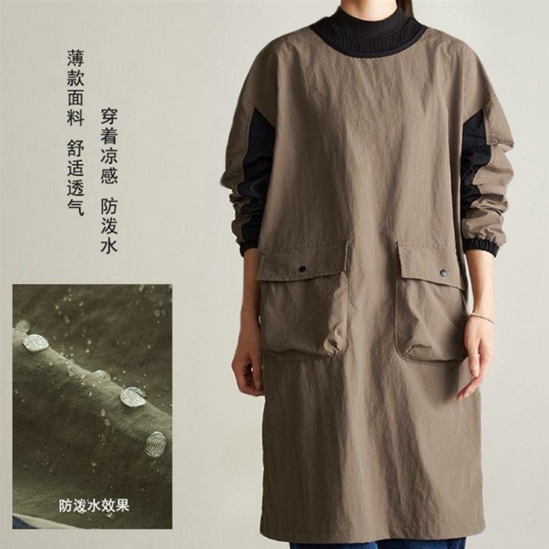 长袖围裙泼罩衣厨房画画理发师宠物咖啡餐饮定印字