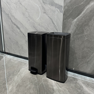 商用办公室脚踏桶厨房垃圾桶家用20升大号不锈钢客厅轻奢高档方形