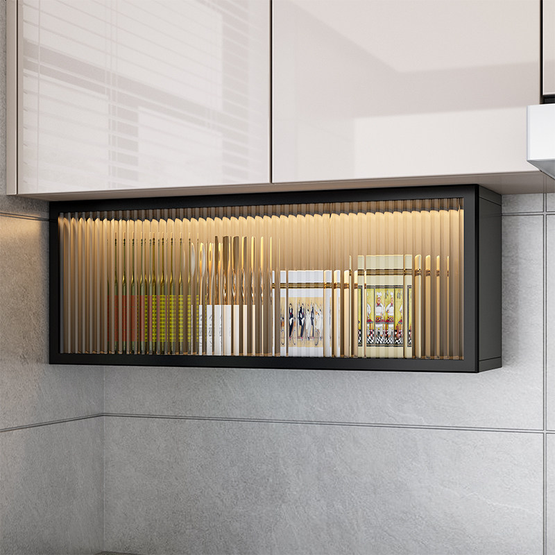 厨房墙壁置物挂架薄款小玻璃吊柜下方调料架调味品收纳柜定尺寸