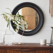 久伴中古化妆镜梳妆镜挂墙卧室浴室玄关装 饰镜侘寂圆镜半身镜