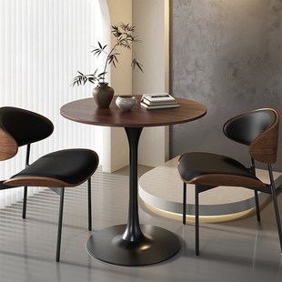 阳台小桌子中古风洽谈桌椅组合轻奢高级感创意圆形小边几休闲茶桌