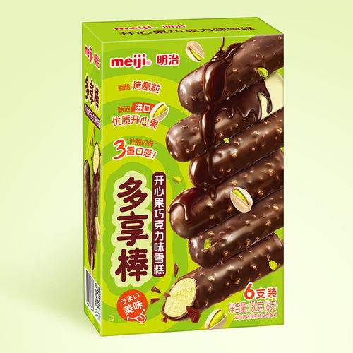 meiji明治开心果榛子巧克力雪糕【1盒】25g*6支冰淇淋多享棒