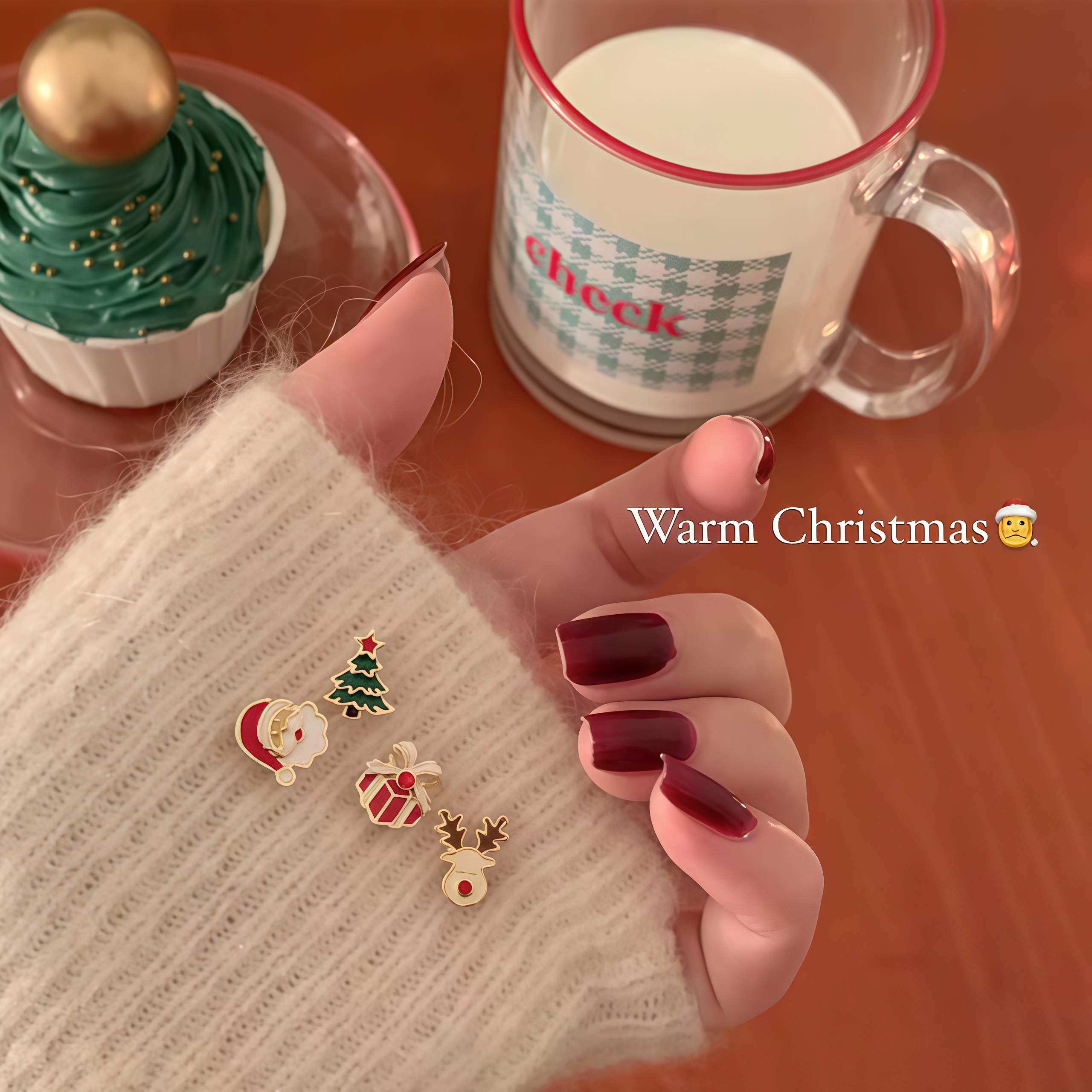 新年节限定圣诞麋鹿新款首饰耳环耳钉四件套无耳洞耳夹耳饰礼物潮