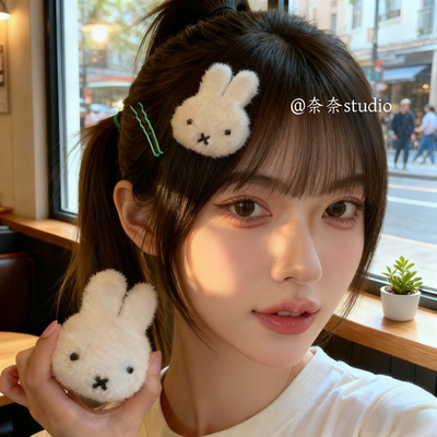 可爱兔子刘海贴卡通萌趣发饰轻松固定碎无痕发饰可爱边夹侧边女