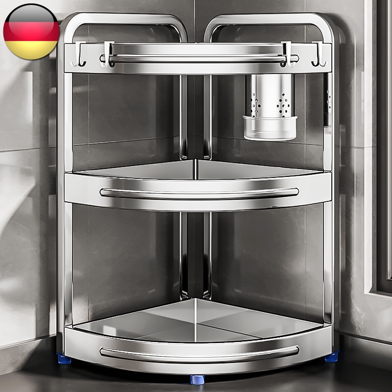 德国品质304不锈钢厨房调味品调料置物架台面三角转角多功能墙角