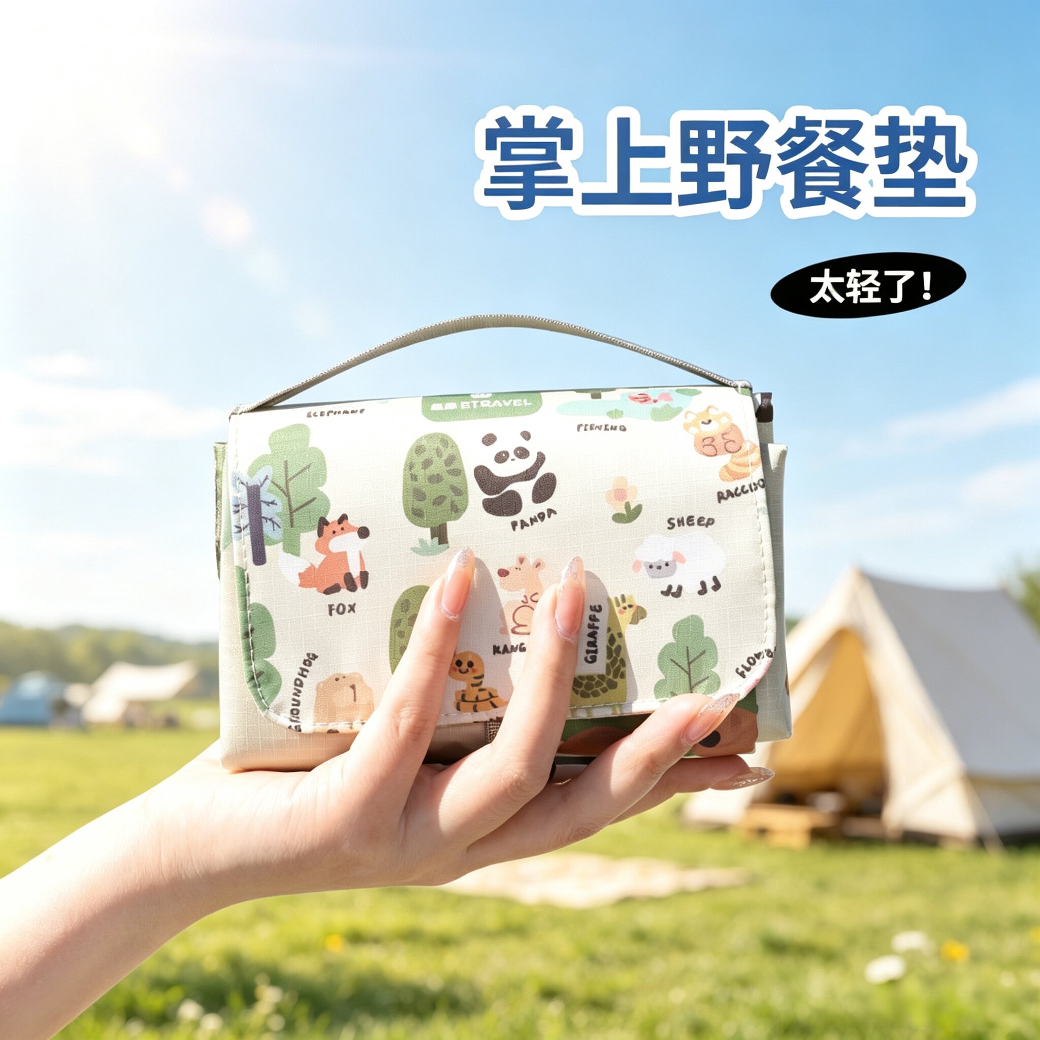 迷你沙滩垫防水防沙便携式野餐布户外露营防潮野餐垫公园草地垫子