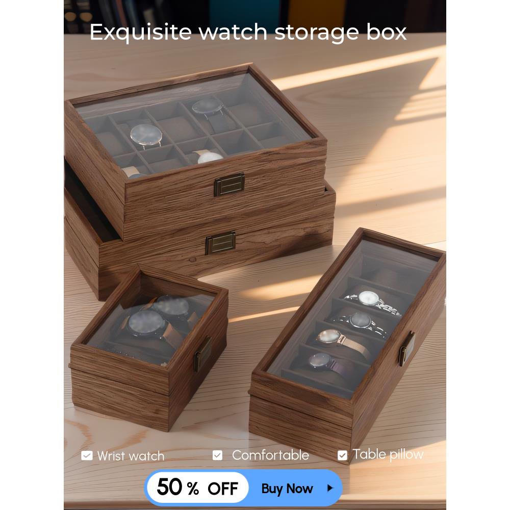 胡桃木纹软枕手表盒手表箱手表首饰一体收纳盒双手表收藏整理盒子