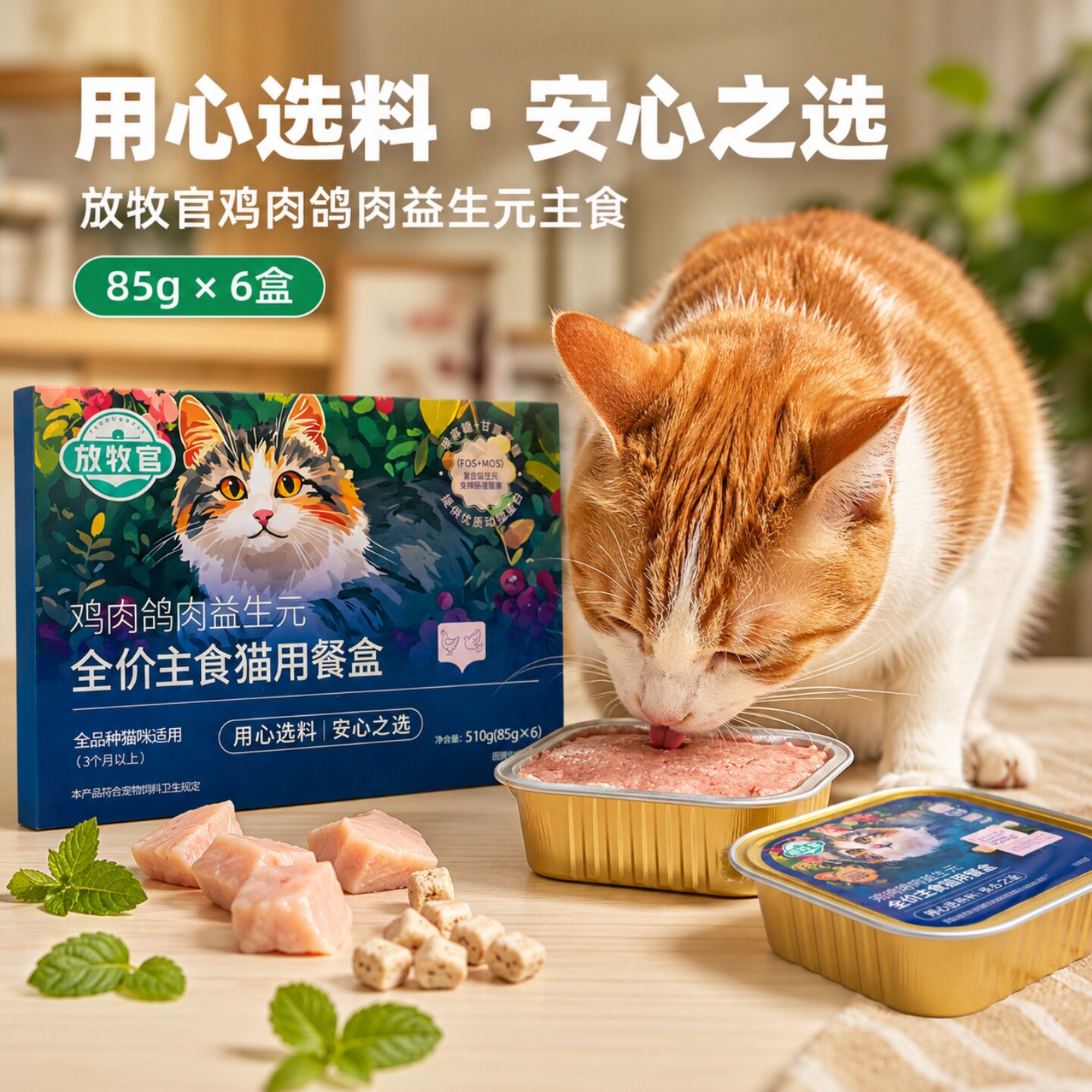 双益生元猫主食新鲜餐盒 鸡肉鸽肉配方全价猫罐头玻璃胃猫咪专用