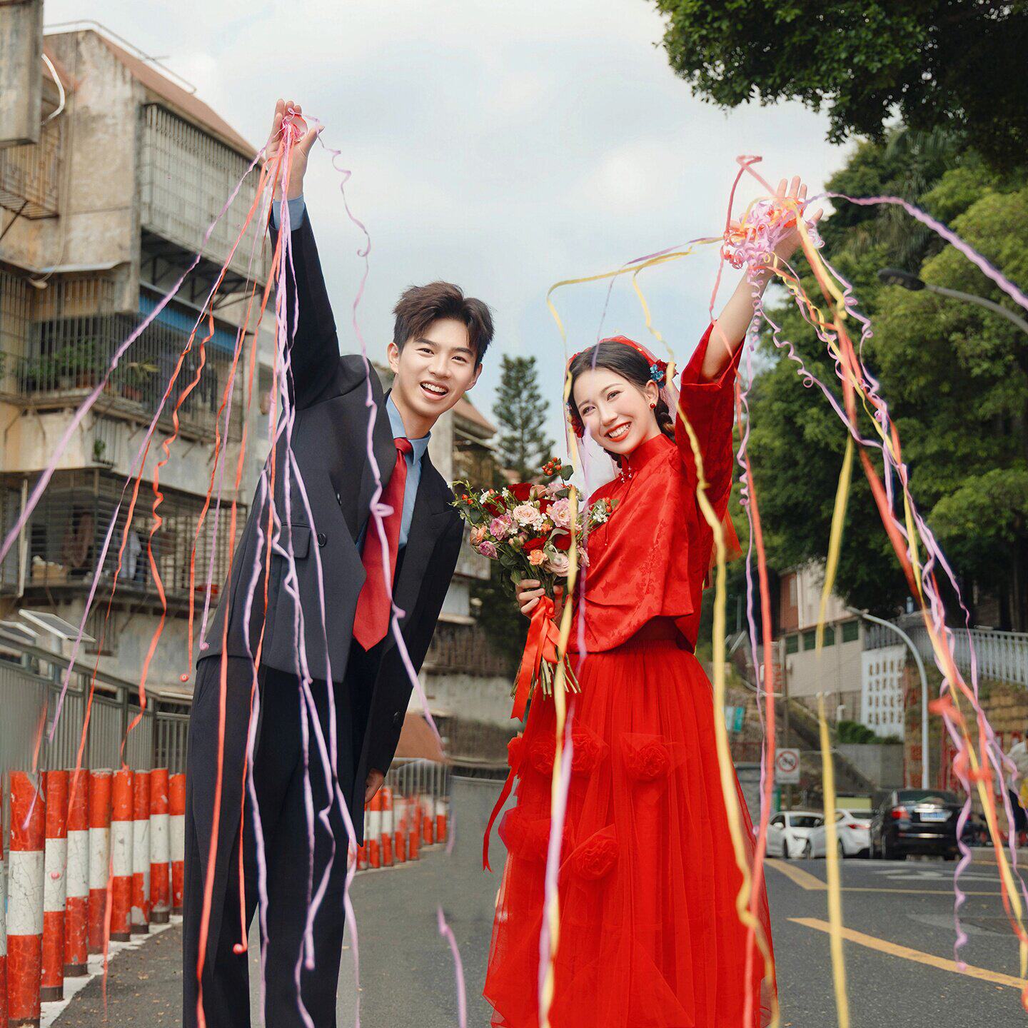 手抛彩带蜘蛛丝拉花婚庆生日