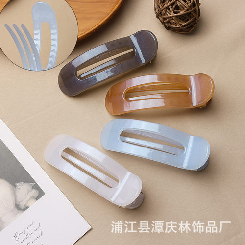 新款一字夹刘海夹鸭嘴夹大号后脑勺电镀珠光发夹洗脸专用侧边发卡