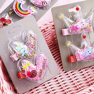 儿童发夹印花星星流沙宝宝碎发夹发饰女童公主可爱小夹子头饰