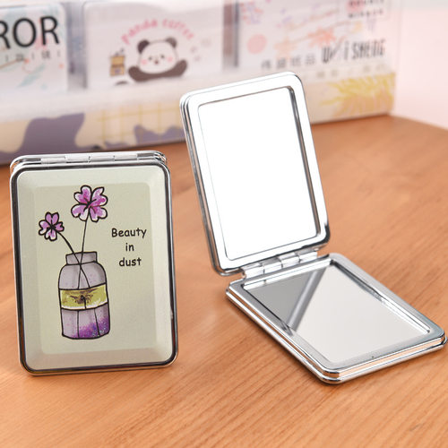 小镜子女随身携带化妆镜小号可爱折叠宿舍学生手持双面镜
