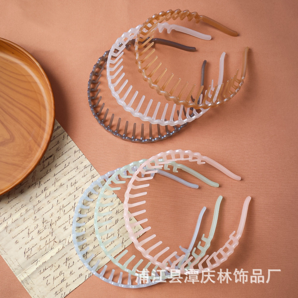 发箍女洗脸专用防滑头箍夏天果冻色百搭外出发卡刘海压发带齿头扣
