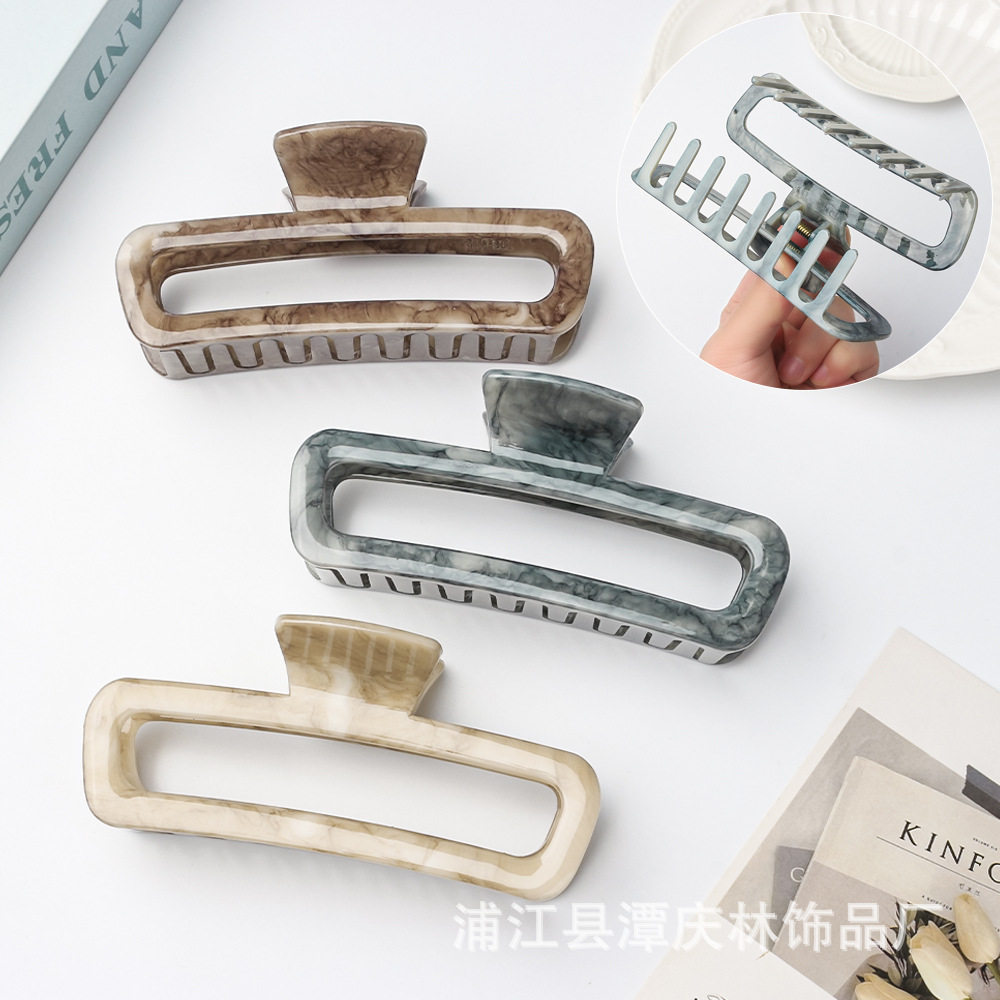 网红发夹女大号抓夹水花纹头发夹子高级感盘发发抓鲨鱼夹发卡头饰