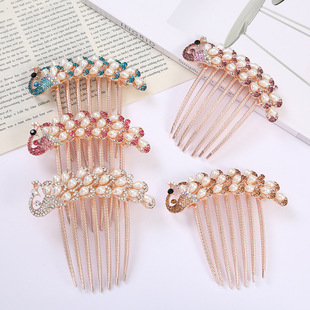 跨境珍珠插梳发簪发针简约气质头饰发花汉服发钗盘发丸子头发饰品