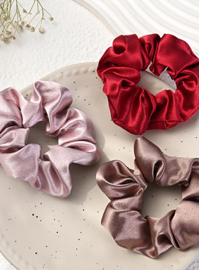 法式大肠发圈ins简约缎面复古猪大肠圈bm肥肠发绳女紫色韩系头绳