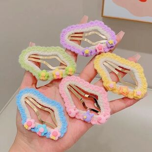 可爱毛绒云朵碎发bb夹女童刘海夹子头饰新款儿童彩色星星发夹女孩