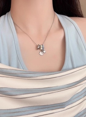 韩系ins小众彩色滴油猫咪星星流苏项链女小巧可爱百搭锁骨链颈链