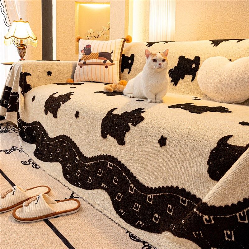 卡通防猫抓沙发巾2025新款冬季加厚毛绒套罩一整张高级感沙发盖布,居家布艺,沙发垫,淘宝优惠券,粉丝福利购,淘宝优惠卷