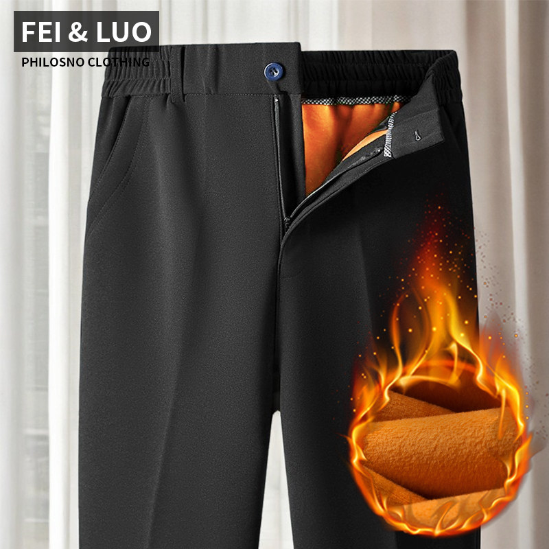 爸爸加绒裤子男冬季中老年男士休闲裤秋冬款老人冬装加厚棉裤外穿