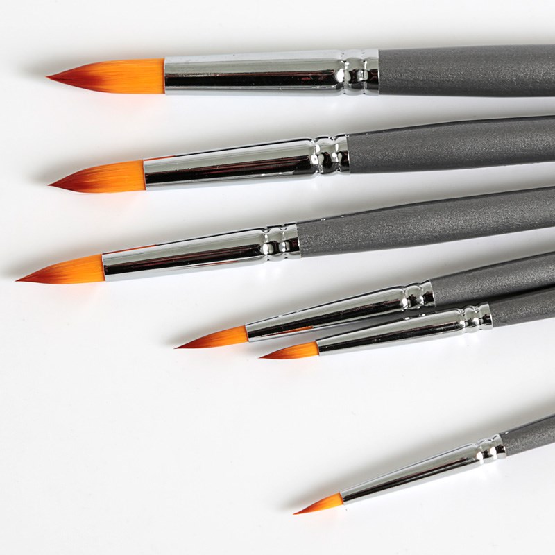 左绘6支尼龙水彩画笔尖头水粉画笔圆头水彩笔水粉油画丙烯画笔套