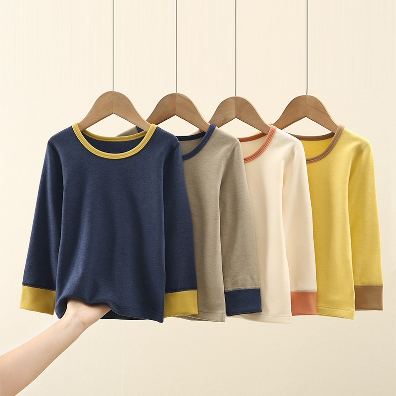 德绒儿童加绒秋衣加厚秋冬男童女童打底衫单件上衣宝宝保暖内衣