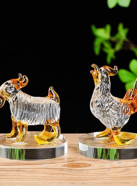 水晶十二生肖生日礼物牛虎兔男女闺蜜桌面家居客厅属相龙年小摆件