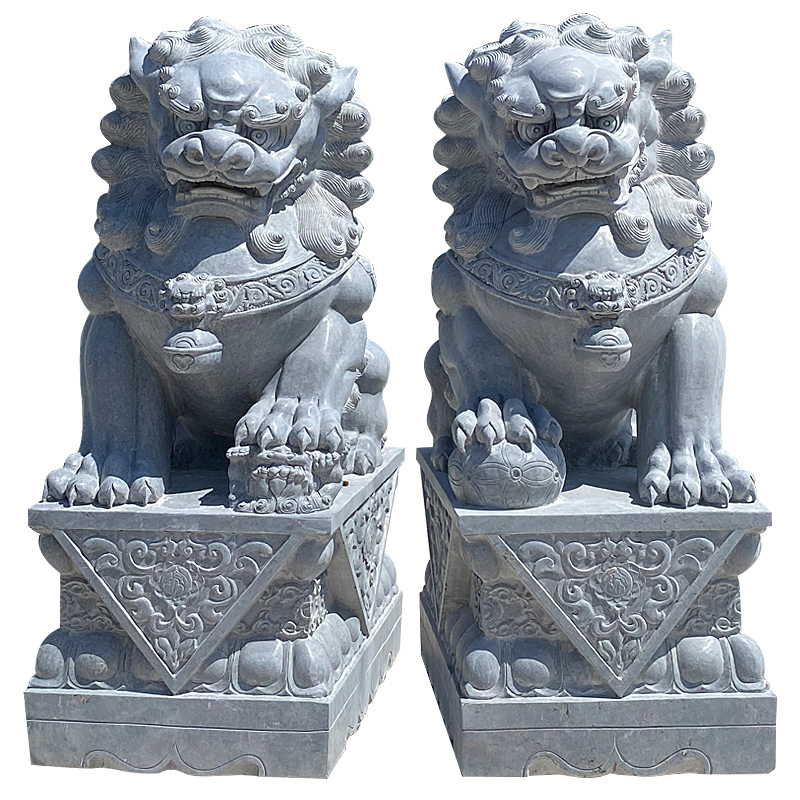 石雕青石石狮子一对汉白玉看门镇宅护院家用大门口祠堂庭院摆件