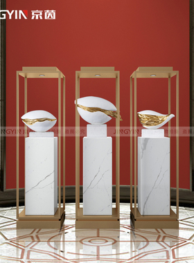 雕塑大理石底座售楼处酒店大堂橱窗展示架客厅过道美容院落地摆件