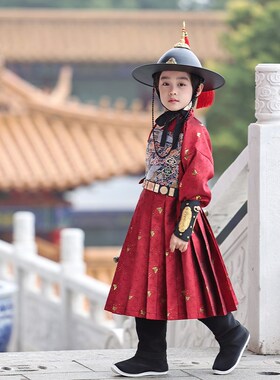 2025春秋红色汉服男女锦衣卫贴里飞鱼服儿童妆花国风织金高端织金