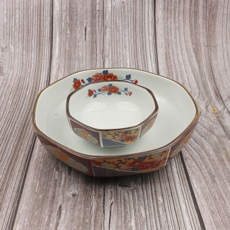 日式4寸小碗浅碗8寸八角沙拉碗日料韩式餐厅小菜碗章鱼小丸子盘