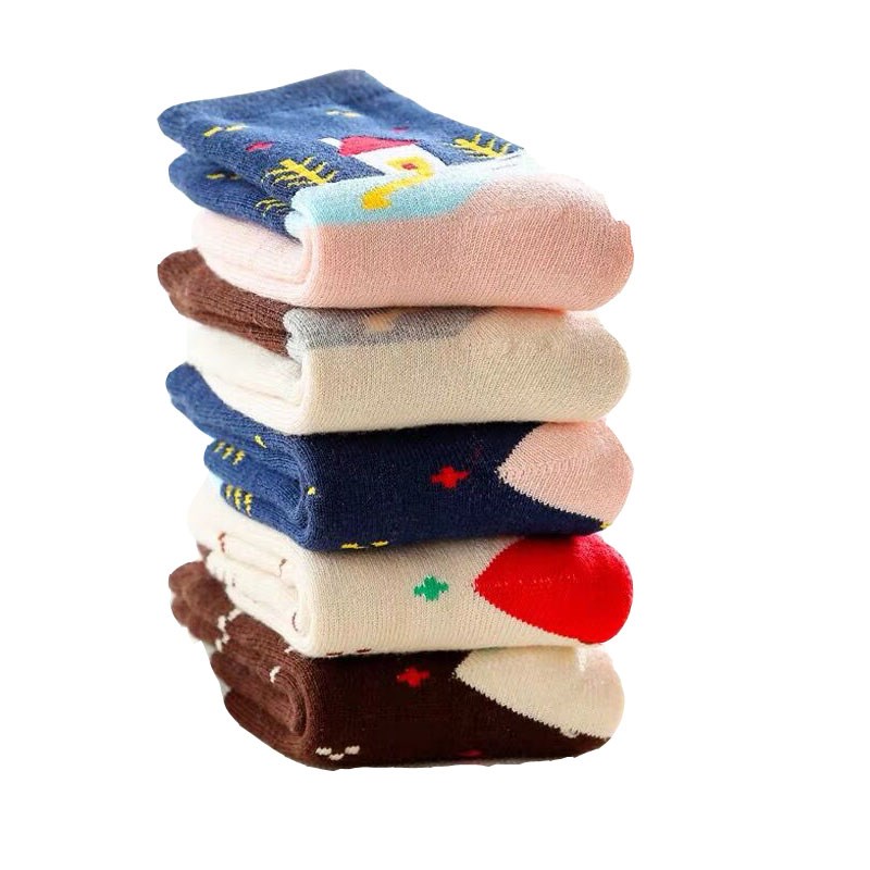 儿童袜子秋冬季加厚纯棉长筒中筒袜男童毛圈袜女童宝宝袜棉袜加绒