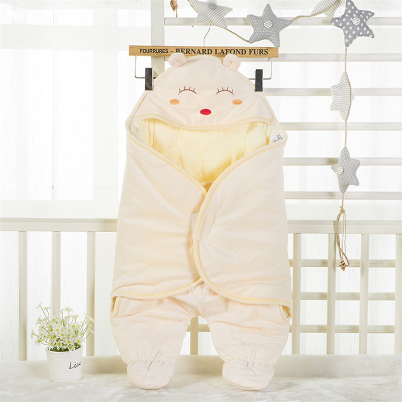 婴儿连脚抱被睡袋防踢被新生儿秋冬季宝宝包被加厚纯棉新生儿抱毯