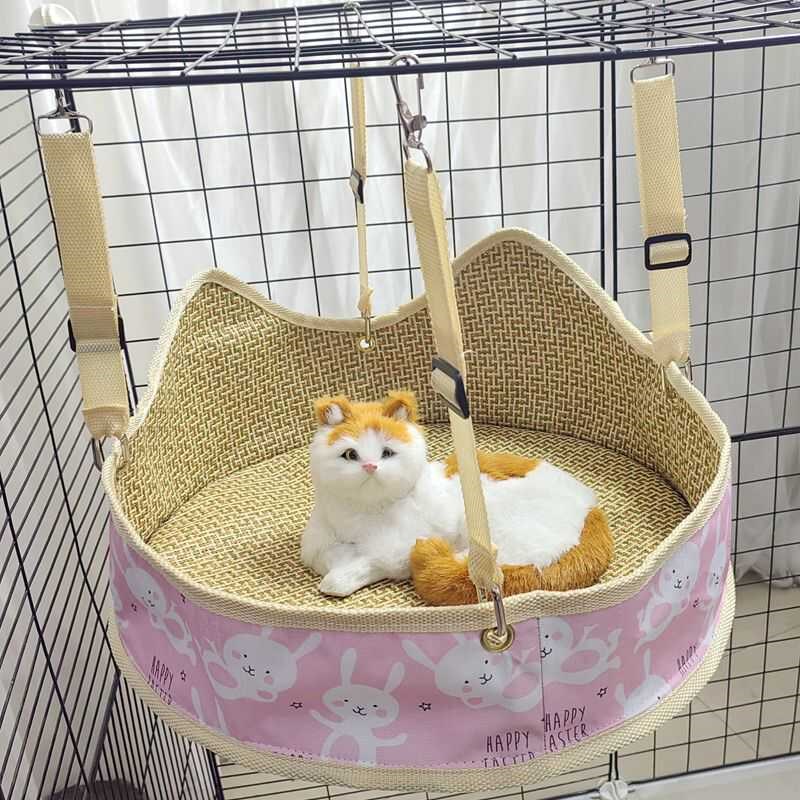 猫吊床挂窝夏季宠物窝猫咪凉席挂窝悬挂式猫窝硬底不下凹吊窝