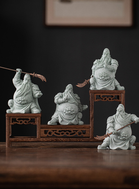 青砂石文创关公关云长武财神历史人物桌面摆件鱼缸造景茶宠装饰品