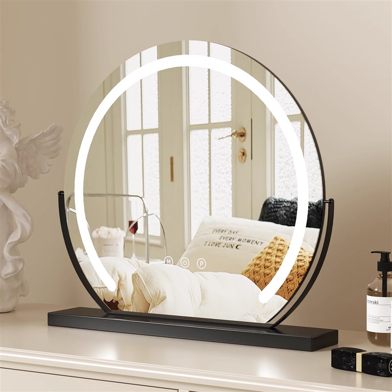 半圆智能led灯化妆镜台式桌面卧室梳妆台镜子发光智能补妆梳妆镜