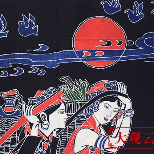 中式蜡染门帘民族餐厅农家乐装饰包厢隔断帘壁挂纯棉布挂帘佤山行