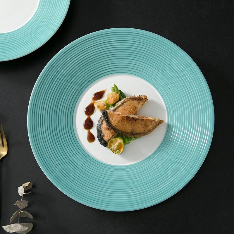 特色餐厅手绘牛排盘高级感餐具酒店盘子陶瓷西餐厅草帽飞碟盘创意,餐饮具,盘,淘宝优惠券,粉丝福利购,淘宝优惠卷