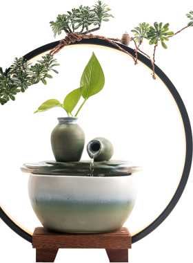 陶迷流水器家居摆件创意桌面喷泉空气加湿器循环活水养鱼开业送礼