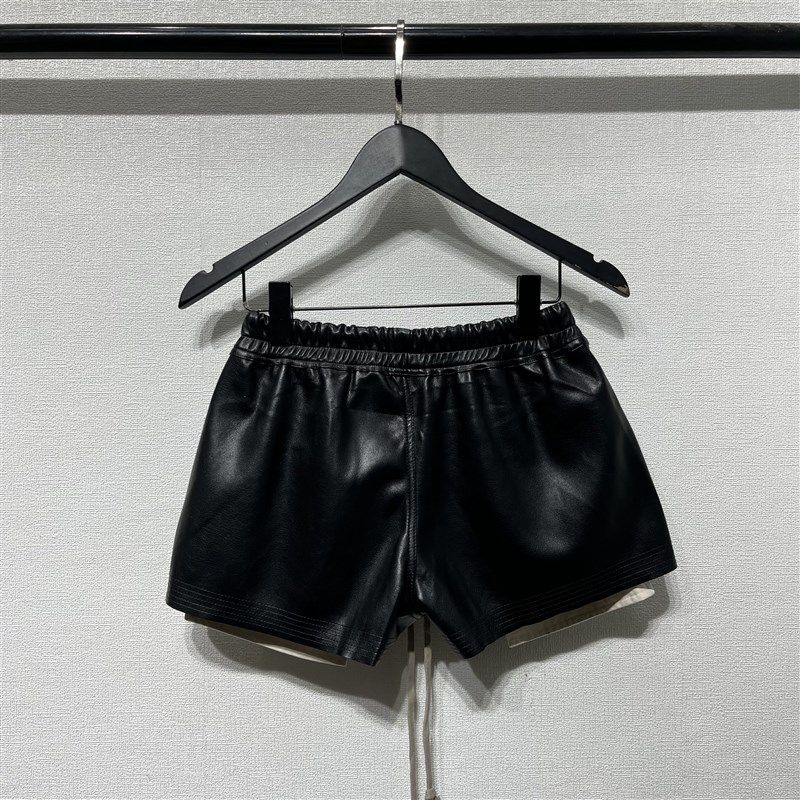 2022夏季暗黑RO主线PU皮质白口袋外露女士松紧带抽绳休闲裤短裤