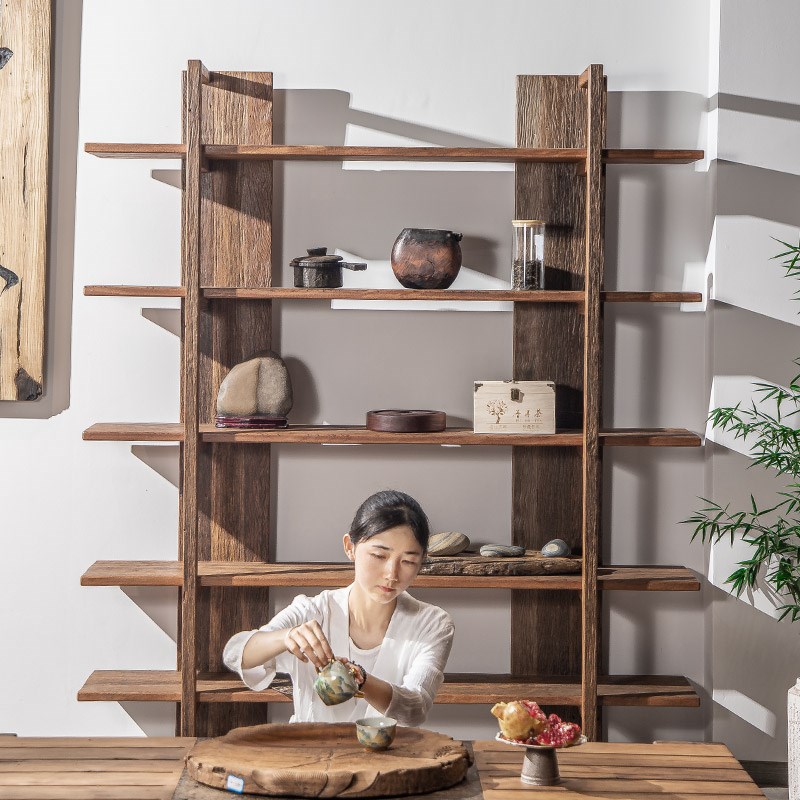 博古架实木新中式茶架置物架多宝阁展示架茶叶柜茶具收纳客厅书架