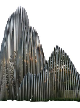 户外不锈钢假山雕塑创意金属庭院小区广场水池售楼部景观装饰摆件